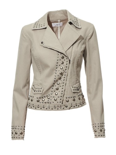 Jeansjacke beige nieten - jeansjacke,