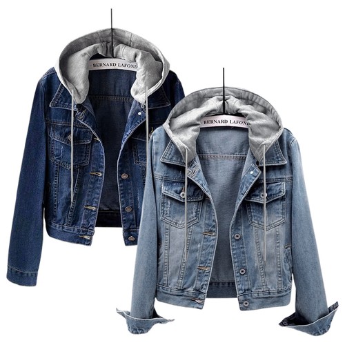 Damen jeansjacke mit - jeansjacke, kapuze